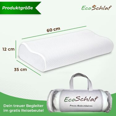 Ортопедична подушка EcoSchlaf® 2025 Premium з підтримкою шиї – сертифікована – для тих, хто спить на боці. З м'якої піни Memory Foam. Ергономічна подушка для шиї, зменшує біль у шиї, регульована висота.