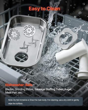 Електрична м'ясоподрібнювач VEVOR, 850 Вт, 3.2 кг/хв, з лезом та диском, для кухні та ресторану