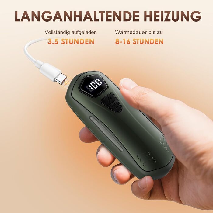 Електричні грілки для рук 2 шт. з акумулятором 6000mAh, 5 режимів нагріву, USB, для кемпінгу та відпочинку на природі, подарунок для жінок та чоловіків (зелені)