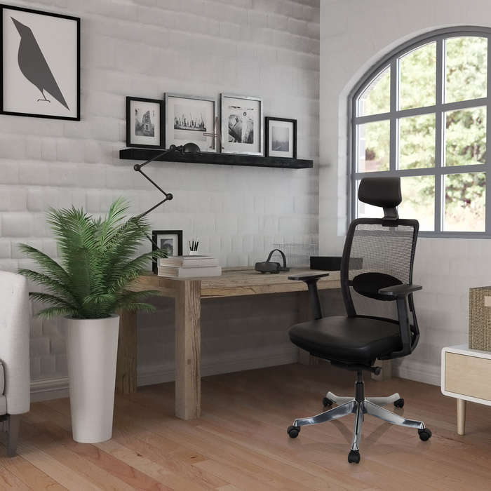 Офісне крісло / поворотне крісло SENATOR PRO сітка / шкіра чорна hjh OFFICE