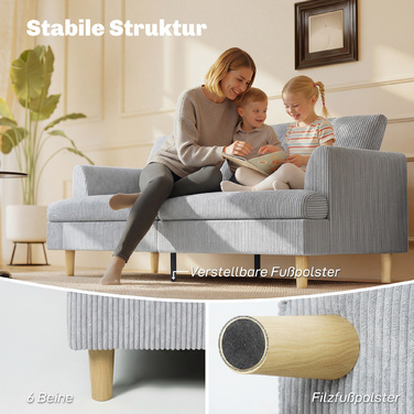 Диван на 3 особи, кутовий диван з підлокітниками, м'який диван з декоративною шнурівкою для вітальні, світло-сірий