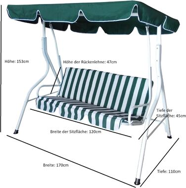 Гойдалка для відпочинку DEGAMO Hollywood Florida 3-місна, кольорова, надміцне виконання (Білий/Зелений)