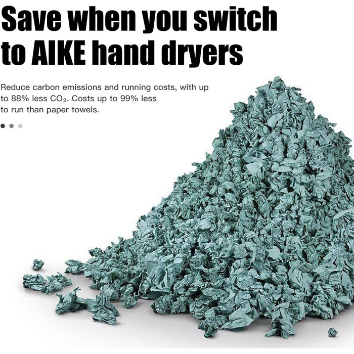 AIKE AK2801B Преміум сушарка для рук - електрична, з датчиком, HEPA-фільтр, нержавіюча сталь, 10-15 сек сушіння