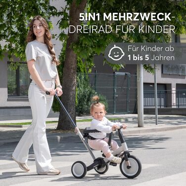 Триколісний велосипед KikkaBoo FLIP 5-в-1, з штовхальною ручкою, від 1 року до 5 років, армійсько-зелений