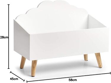 Дитяча комода для зберігання 'Cloud', МДФ, біла, приблизно 58 x 28 x 45 см, дитячі меблі, дитяча, органайзерна скриня, 13503