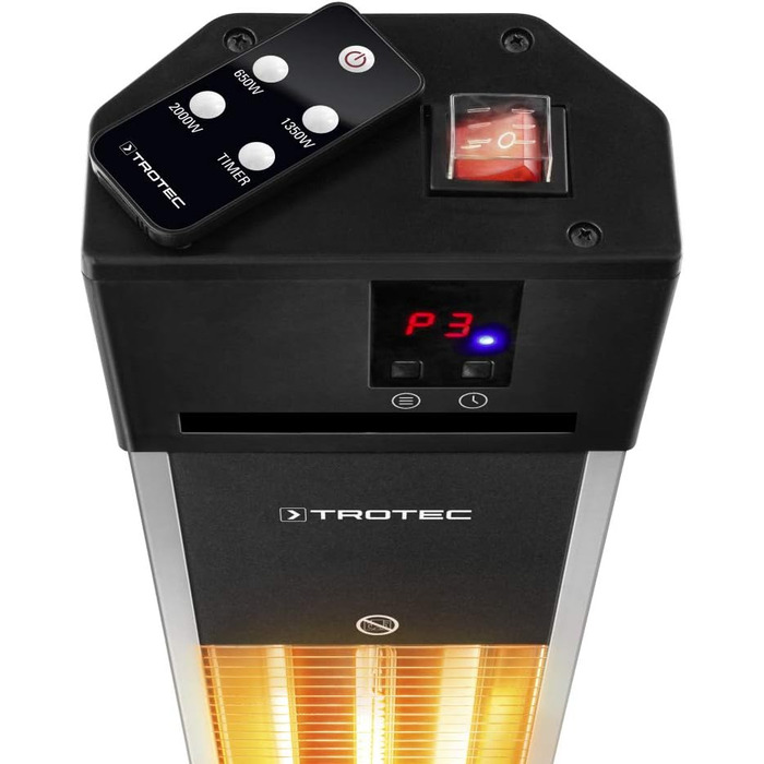 Інфрачервовий обігрівач Trotec IRS 2000 E – 2000 Вт, IP34, з пульт. та таймером