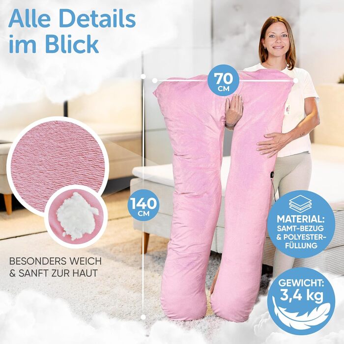 Подушка для сну на боці Lotus [З підігрівом] XXL, подушка комфорту, вагітність, подушка для годування, для кращого та здоровішого сну | (Еріка-фіолетовий)