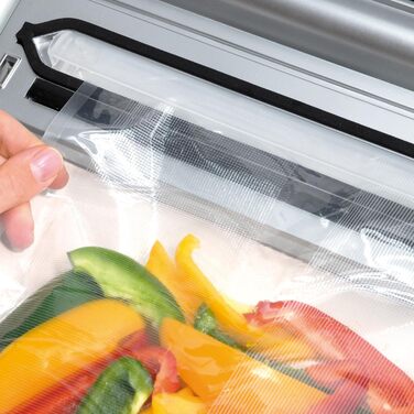 Вакууматор CASO VC200 для продуктів харчування з подвійним швом, вбудованим різаком та набором рулонів