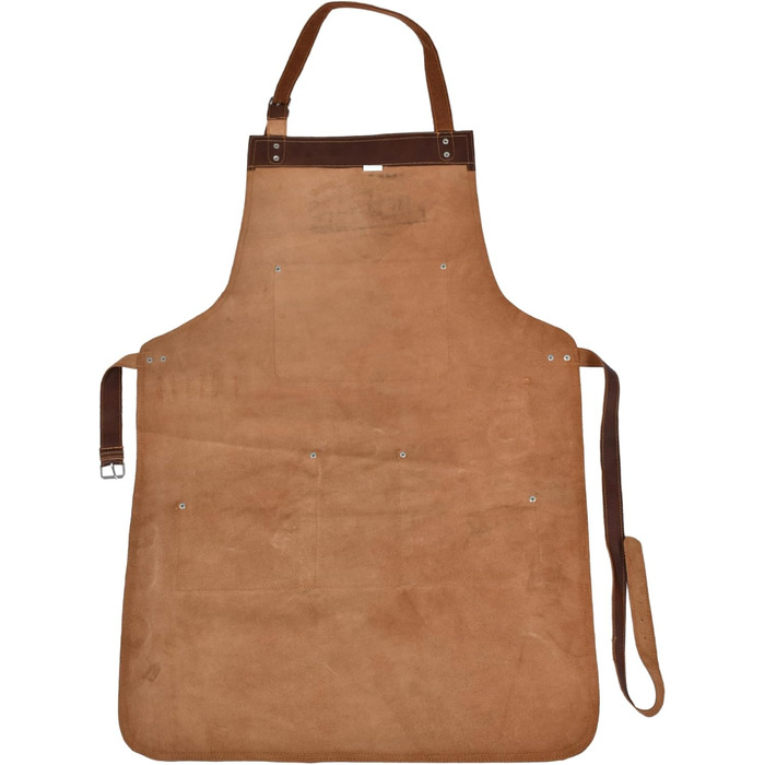 Чоловічий фартух з натуральної шкіри преміум-якості, ручної роботи | Фартух для гриля, барбекю та приготування їжі з кишенями | Регульовані ремені | Вінтажний коричневий
