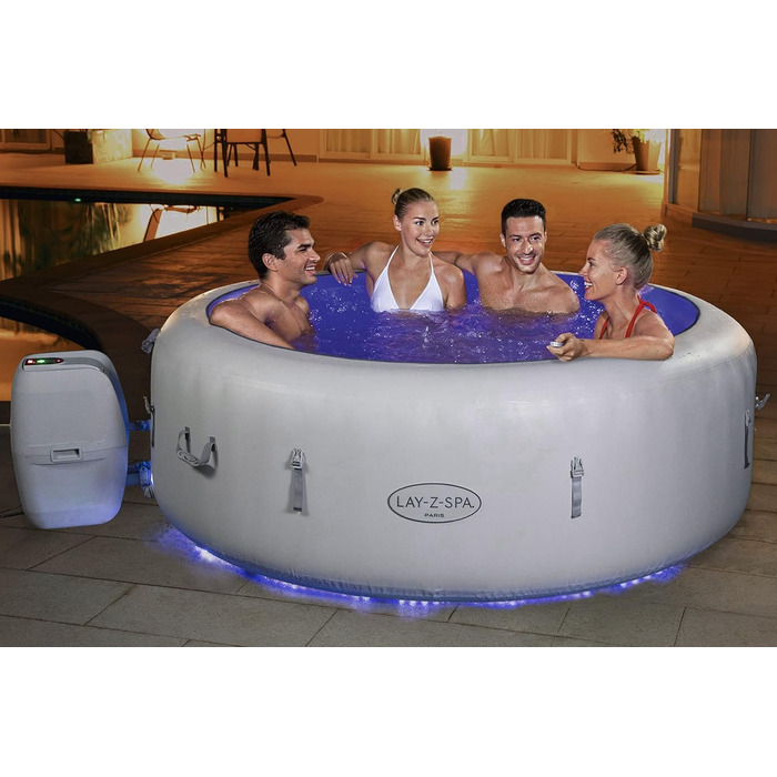 Надувний джакузі Bestway Lay-Z-Spa Paris AirJet з LED-підсвіткою для 6 осіб, 196 x 66 см