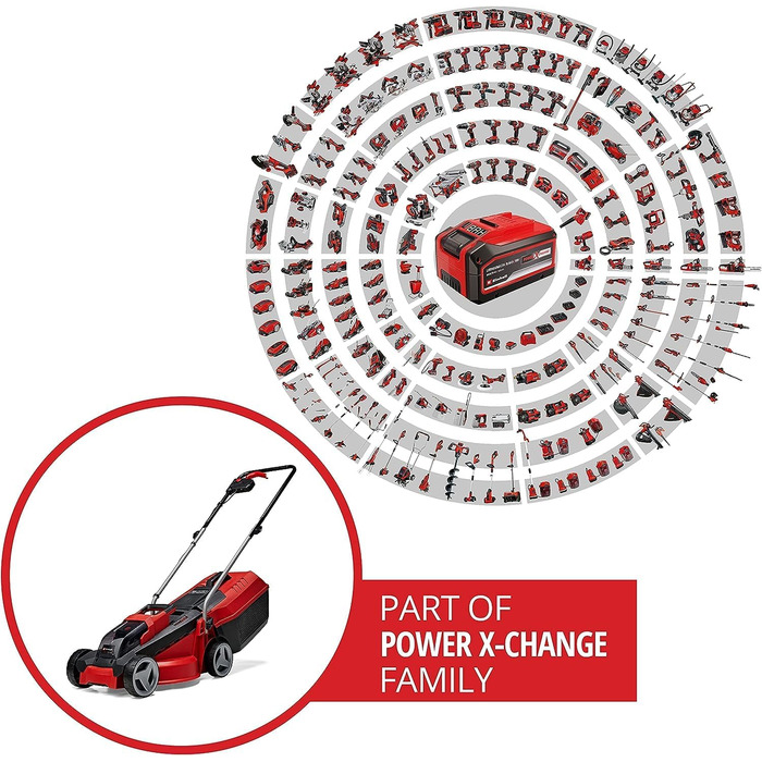 Акумуляторний газонокосарка Einhell City GE-CM 18/30 Li-Solo Power X-Change (18 В, 30 см, Brushless, 25 л, 30-70 мм)