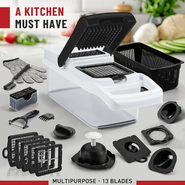 Багатофункціональний набір для нарізки овочів 25-в-1: слайсер, спіралайзер, нарізчик, шинкувальник, з контейнером, з нержавіючої сталі