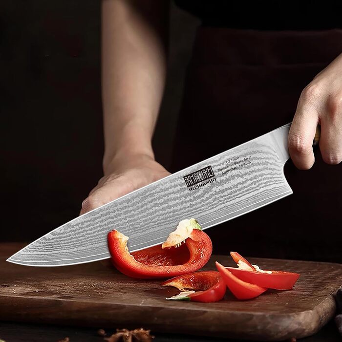 Набір кухонних ножів HOSHANHO 7 предметів: 20 см, сталь Дамаск, 67 шарів, японський, ергономічна ручка
