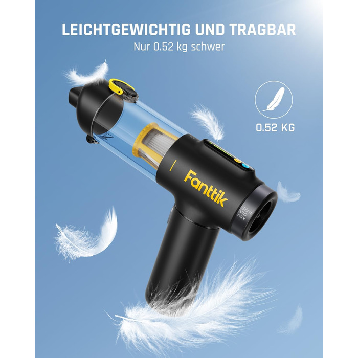 Бездротовий автомобільний пилосос Fanttik Slim V10 Mix 4-в-1, потужність 16 кПа, з LED-дисплеєм та функцією обдуву для авто, офісу та клавіатур
