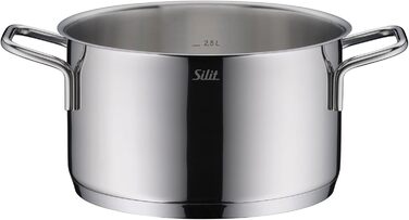 Набір кухонного посуду Silit Extra Cook: каструлі 16/20/24 см з кришками, ковшик 16 см, мірна шкала, широкий зливний край, придатний для миття в посудомийній машині, з нержавіючої сталі Crominox