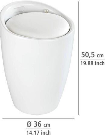 WENKO табурет для ванної кімнати Candy з місцем для зберігання та збирачем для білизни, ABS-пластик, 20 л, Ø 36 x 50,5 см