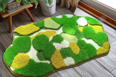 Килимок для ванної кімнати з м'яким зеленим мохом, 152 x 61 см, Boho стиль, антиковзаюча, швидковисихаюча, для кухні, спальні, ванної кімнати