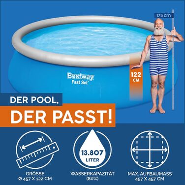 Каркасний басейн Bestway Fast Set з фільтром, круглий, 457x122 см, синій