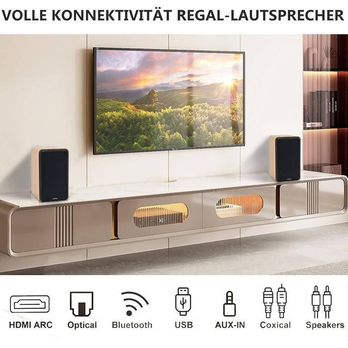 Активний динамік Bluetooth 100 Вт, 4 НЧ, HDMI ARC, оптичний, RCA, USB, AUX, пульт дистанційного керування (жовтий)