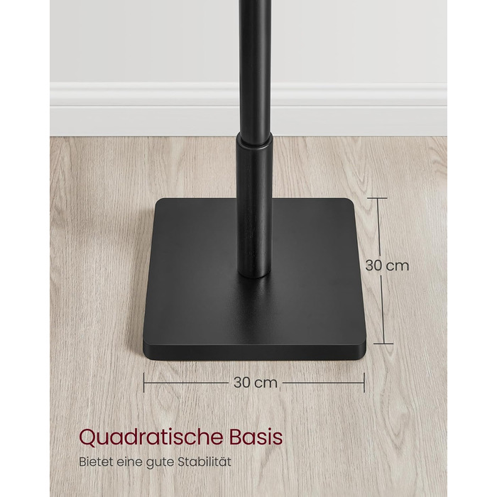 Стійка для одягу VASAGLE, дерев'яна, з 8 гачками, для передпокою, чорна, RCR010B01