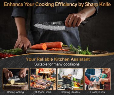 Ніж Сантоку XINZUO Damaststahl 19,3 см з нержавіючої сталі Дамаск, професійний кухонний ніж, серія Mo, ергономічна ручка з білого дуба