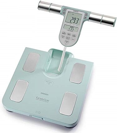 Ваги для ванної кімнати OMRON для аналізу всього тіла BF511, клінічно підтверджені, ваги для тіла з вимірюванням від руки до ноги - вимірює жир в організмі, вагу, вісцеральний жир, масу скелетних м'язів, основний метаболізм калорій і бірюзовий ІМТ ука (1 