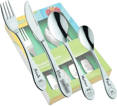 Набір дитячого посуду Kinderbesteck з гравіюванням - персоналізований посуд з ім'ям або датою від GEDA LABELS (Sesamstraße)