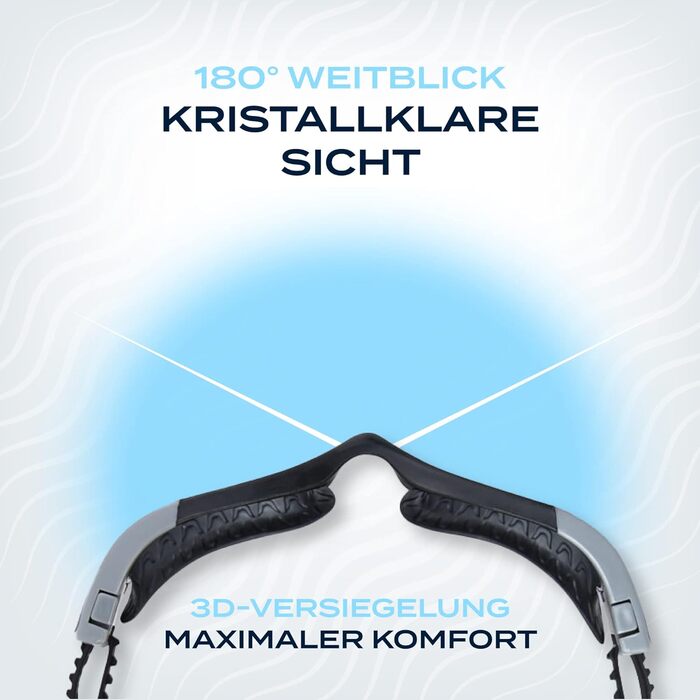 Водні окуляри для плавання з дзеркальною лінзою - Захист від запотівання, захист від ультрафіолету, водонепроникний, без протікання та регульований ремінець - Ідеально підходить для початківців і досвідчених плавців Чорний/сріблястий