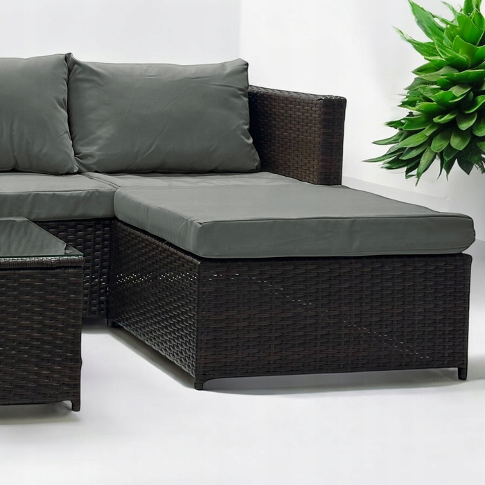 Двосторонній садовий кутовий диван SFS066 MTG, комплект садових меблів, коричневий