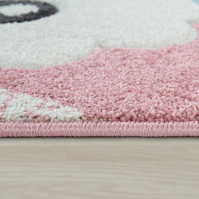 Пако домашній дитячий килим Рожевий Дитяча кімната 3-D Дизайн Альпака Мотив пастельні тони міцний, Розмір (200x290 см)