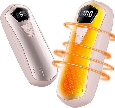 Електричні грілки для рук 2 шт. з акумулятором 6000mAh, 5 режимів нагріву, USB, для кемпінгу, подарунок для жінок та чоловіків (Рожевий)