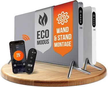 Електричний обігрівач LEBENLANG з Wi-Fi, 2000W - енергозберігаючий конвектор для ванної кімнати (білий/сірий)