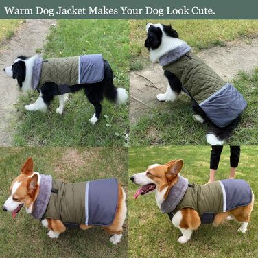 Куртка для собак Etechydra, плюшева Світловідбиваюча, двостороння зимова водонепроникна вітрозахисна куртка для собак, теплий одяг, пальто, жилет для собак, для маленьких, середніх і великих собак, зелений, XXL. 2XL зелений