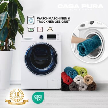 Casa Pura Килимок для ванної кімнати з високим ворсом Sky Soft - М'який, пухнастий, з ефектом шаги - Нековзний, пральний, перевірений на шкідливі речовини - 16 кольорів у 6 розмірах (80x150 см, /Ivory)