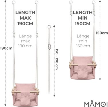 Дитяча гойдалка-крісло MAMOI® для дверей, дерев'яна гойдалка для малюків (Рожева)