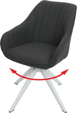 Стільці для їдальні Mendler HWC-K27, кухонні стільці з підлокітниками, поворотні, тканина, темно-сірий