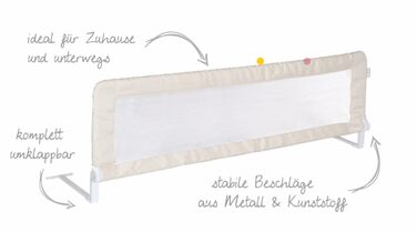 Захисний бортик для ліжка Roba Klipp-Klapp 100 бежевий 100x40 см - бортик для дитячого ліжечка, складаний, захист від випадання для немовлят та дітей