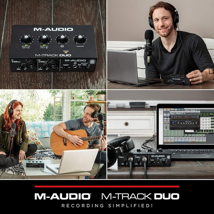 Аудіоінтерфейс M-AUDIO M-Track Duo USB для запису, стрімінгу та подкастингу (2 XLR/Line/DI входи, 48kHz, з програмним забезпеченням)