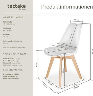 Тектейк® Стільці для їдальні Frederikke II - набір 6 шт. Сучасні кухонні стільці, скандинавський дизайн, чорний колір