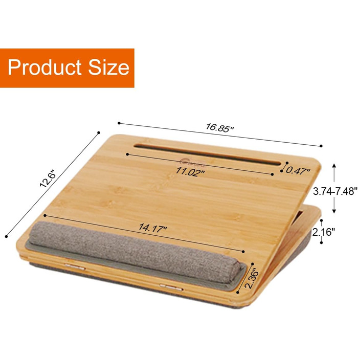 Зручний портативний столик-підставка для ноутбука до 15.6 дюймів, з подушкою, для студентів та роботи з книгами/планшетами