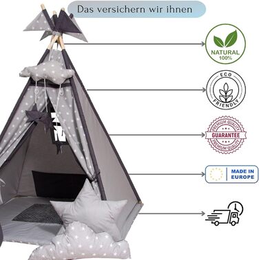 Намет-Тіпі для дітей з килимком, подушкою та м'ячами - ігровий намет у дитячу кімнату (Сірий)