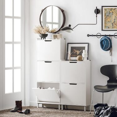 Взуттєва шафа SoBuy вузька з 3 дверцятами, компактна, біла, 50x129x19 см (FSR151-H-W)