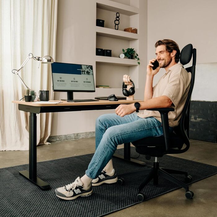 Ерготопія Десктопія Вone – Регульований стіл, Електричне підйомне шасі, Чорний, 7 років гарантії, TÜV-сертифікований
