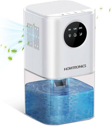 Електричний осушувач повітря Homtronics 1700 мл, портативний, тихий, з підсвіткою, для ванної, спальні, шафи, офісу (білий)