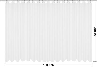 Шторка для душу Barossa Design Extra Langer, 203 см, Візерунок соти, бавовна, готельний стиль, важка тканина, для прання, 183x203 см (Білий/Розкішний сад)