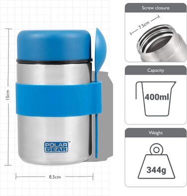 Ізольований контейнер для їжі Polar Gear - 3-шаровий контейнер для супу і їжі з нержавіючої сталі з ложкою-їжа і напої залишаються гарячими і холодними протягом 6 годин-для роботи синій