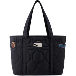 Сумка для ноутбука LOVEVOOK 15.6 дюймів, жіноча сумка-шоппер, велика містка сумка-тоут для роботи, навчання, подорожей, чорна