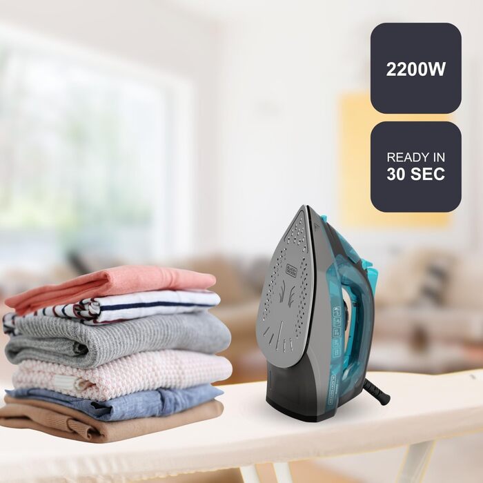 Праска BLACK+DECKER BXIR2605E з парою, 2600 Вт, нержавіюча підошва, антинакип, самоочищення, видаляє віруси та бактерії