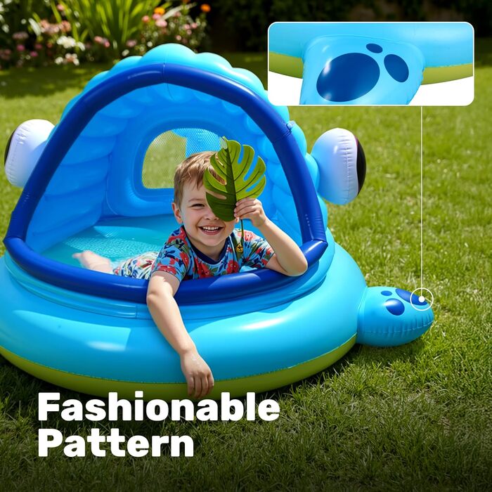 Надувний дитячий басейн JOYIN з сонцезахистом та дахом (1.42м x 1.37м x 0.71м) для літа, іграшка для веселощів