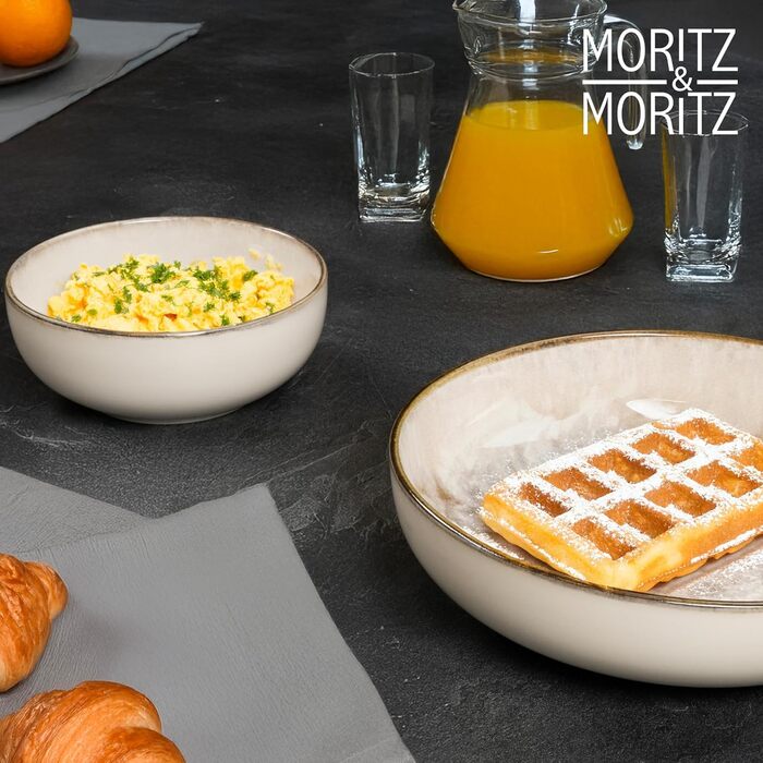 Набір посуду Moritz & Moritz BLOSSOM 24 предмети на 6 осіб - сучасний сервіз з порцеляни з квітковим дизайном, тарілки, чашки, миски та салатники